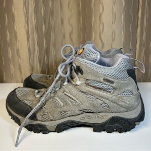 Merrell Moab Women's 9.5 Waterproof Mid Hiking Grey Periwinkle Vibram J88792